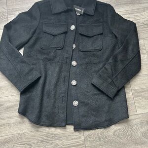 Express Black Wool-Blend Coat